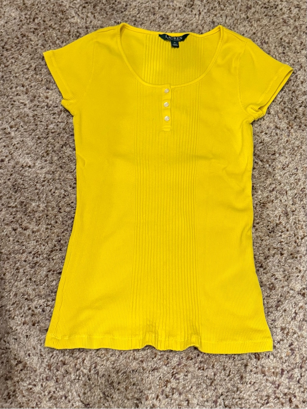Ralph Lauren Yellow Ribbed Short-Sleeve Henley Tee